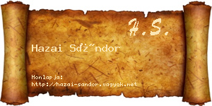 Hazai Sándor névjegykártya